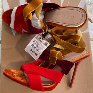 NWT Zara Colorblock Heels Sandals - sz 39/8